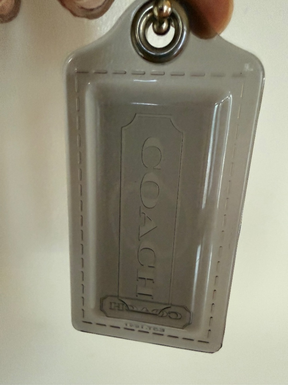 Coach Poppy Gray Clear Acrylic Bag Hang Tag Large